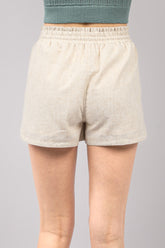 VERY J Drawstring Elastic Waist Linen Shorts OutfitFlow